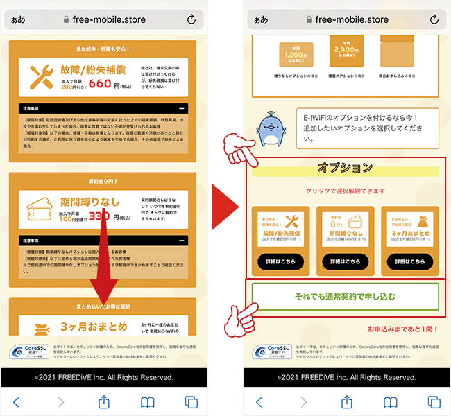 オプションを選択する