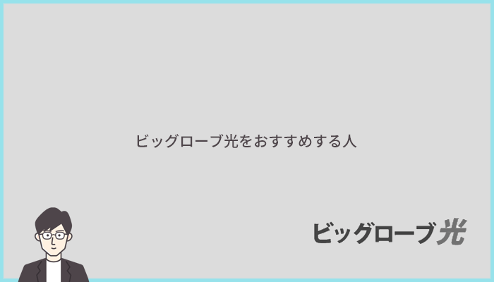 ビッグローブ光はこんな人におすすめ