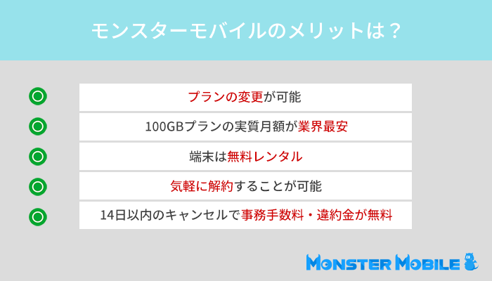 モンスターモバイルをおすすめする5つの理由・メリット