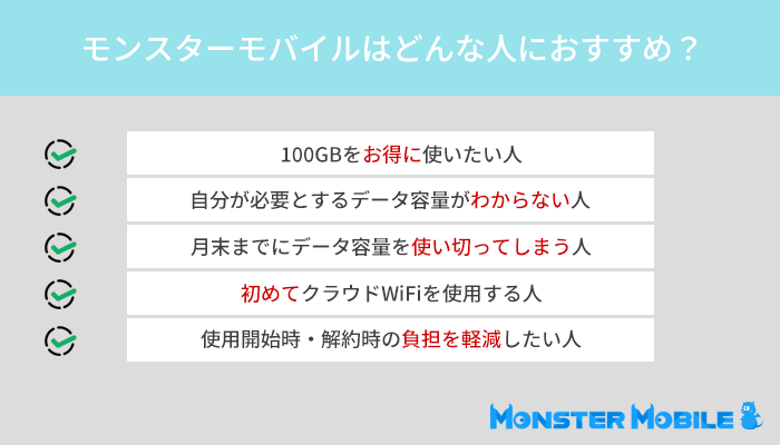 モンスターモバイルはどんな人におすすめできるクラウドWiFiなの？