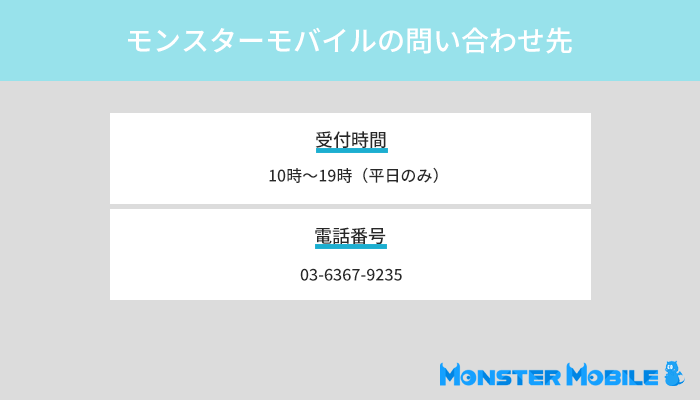 モンスターモバイルの問い合わせ先は？