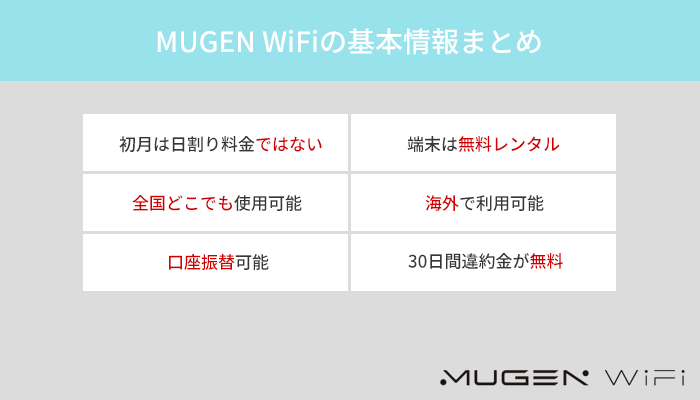 MUGEN WiFiの料金プランや支払い方法などの基本情報まとめ