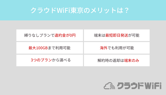 クラウドWiFi東京のメリットはどこ?6つの特徴を解説