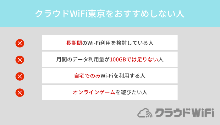 こんな人にはクラウドWiFi東京をおすすめしません!特徴4つを解説