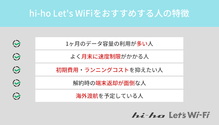 hi-ho Let's WiFiはどんな人におすすめ？おすすめする人の特徴5つ