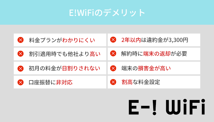 E!WiFiはおすすめしません！デメリットの多いオプションに注意