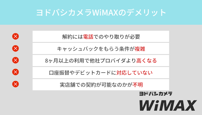 ヨドバシカメラWiMAXのデメリットは5つ！Webからの解約申請は後日電話確認が必須