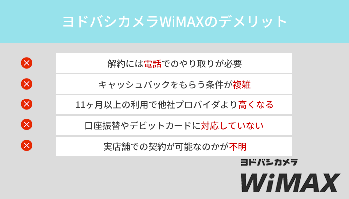 ヨドバシカメラWiMAXのデメリットは5つ!Webからの解約申請は後日電話確認が必須