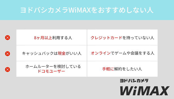 ヨドバシカメラWiMAXをおすすめしない人の6つの特徴