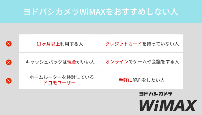 ヨドバシカメラWiMAXをおすすめしない人の6つの特徴