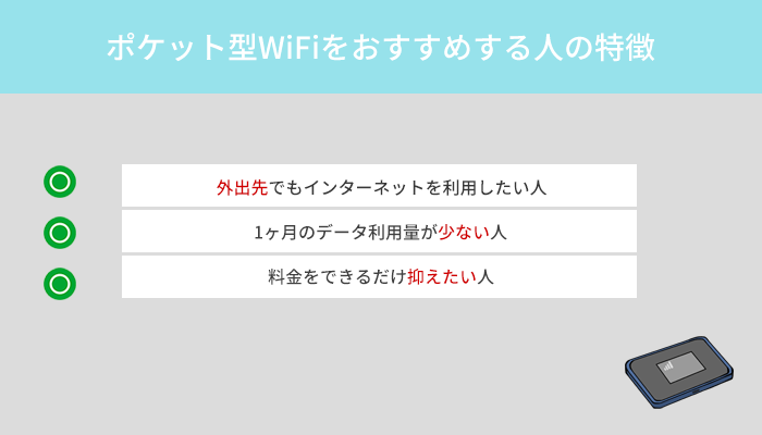 ポケット型WiFiをおすすめする人の3つの特徴