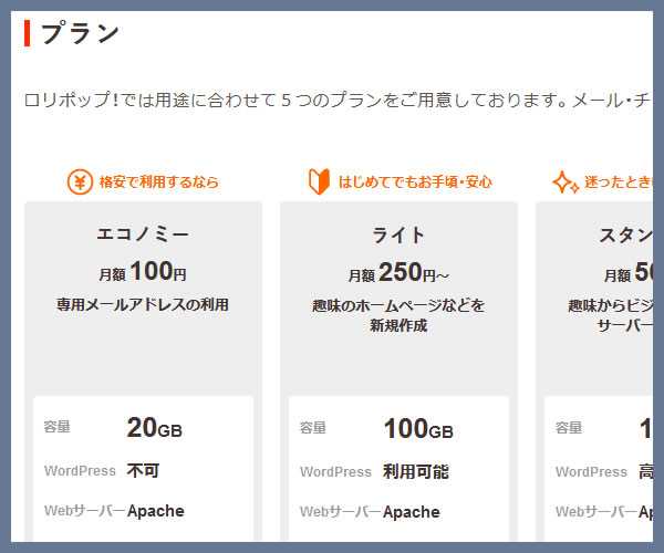 ロリポップ　エコノミープラン