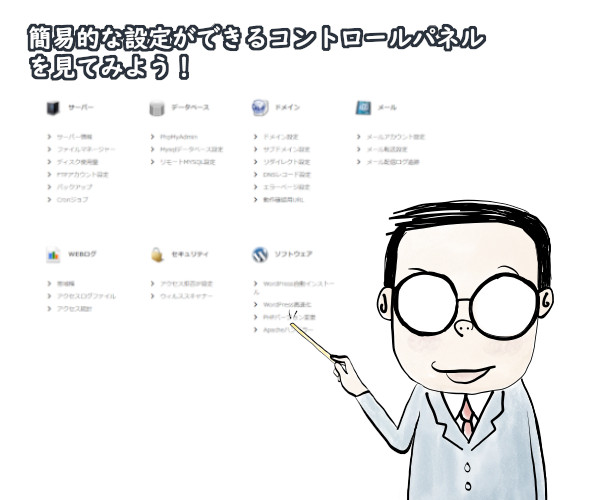 簡易的な設定が出来るコントロールパネルを見てみよう